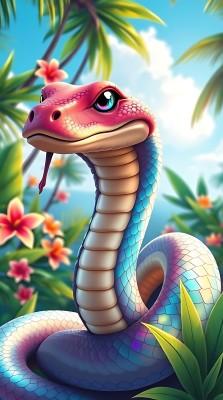 彩虹蛇在花丛中 彩虹蛇在花丛中