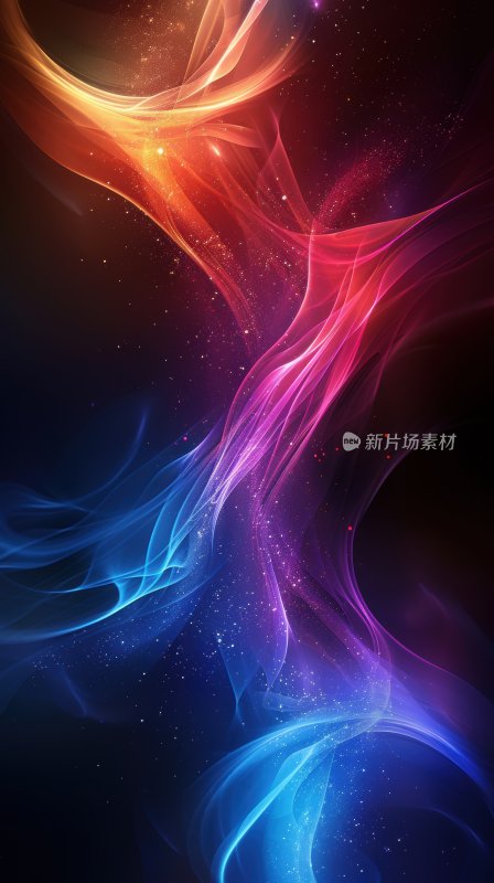 梦幻光带绚丽多彩曲线星点背景壁纸