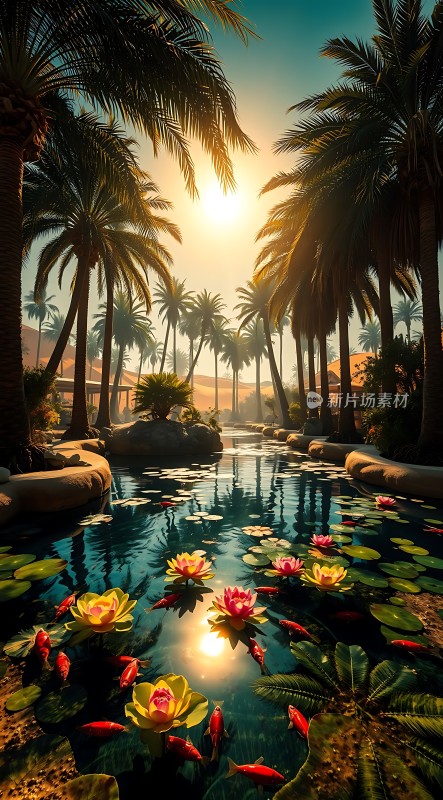 阳光下的热带风情园林