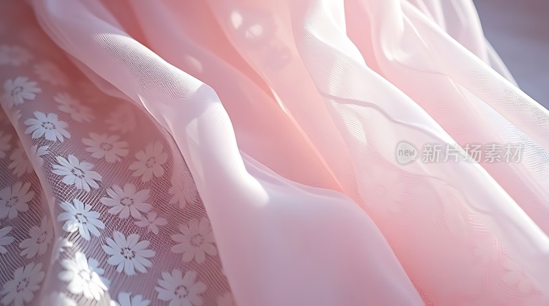 粉红轻纱与白色花朵交织之美