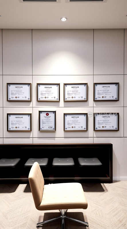 证书墙上的荣誉展示