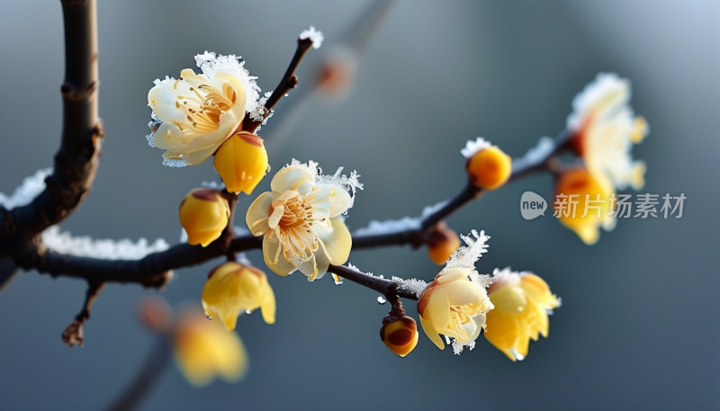 冬日里的花开雪中梅