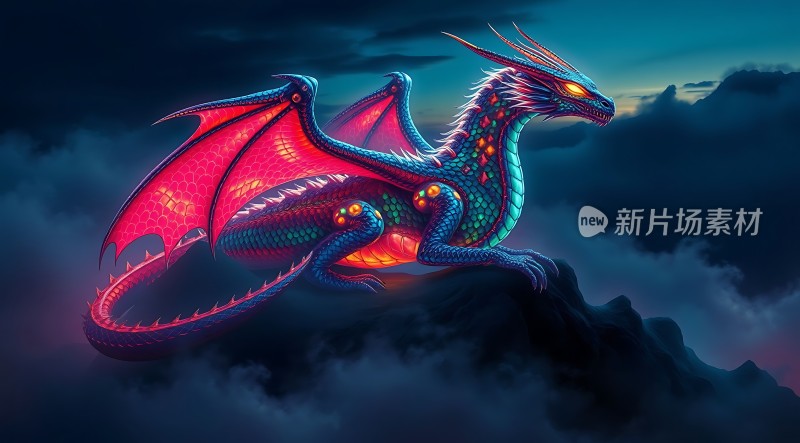 神秘龙影夜空下的守护者