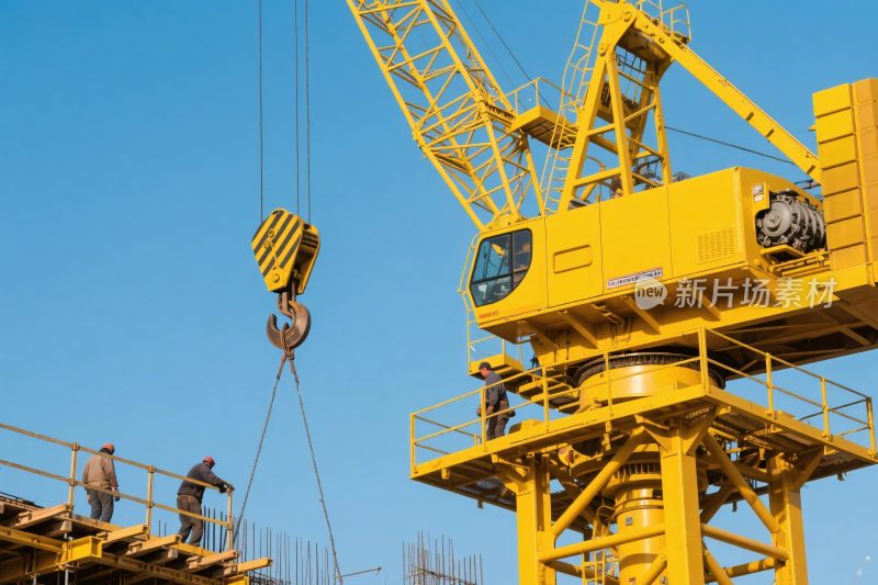 建筑工地塔吊施工场景