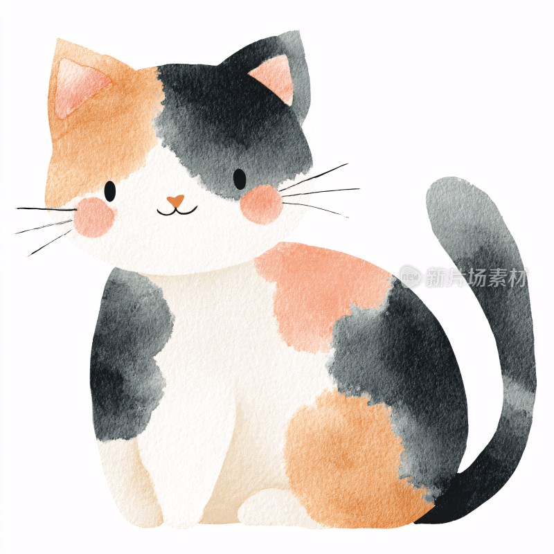 可爱三色猫咪插画