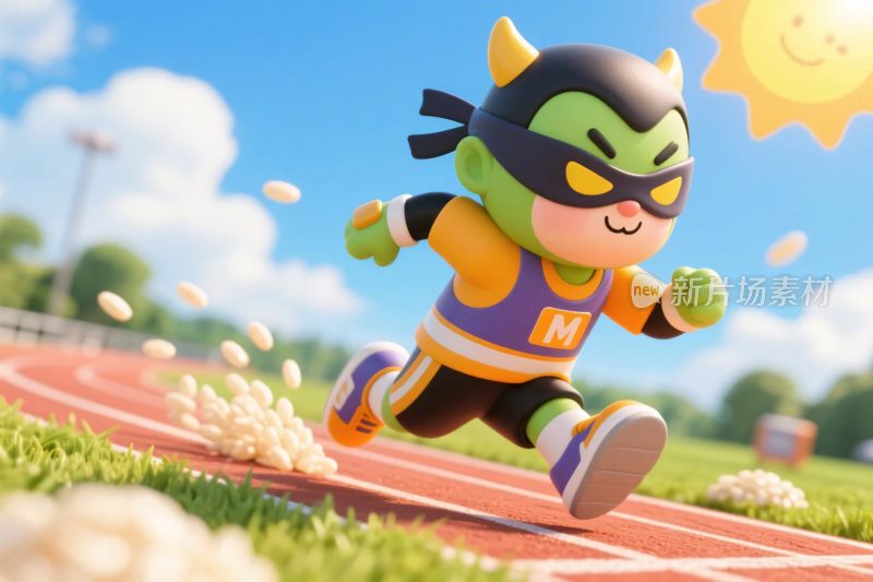 卡通角色跑步插画