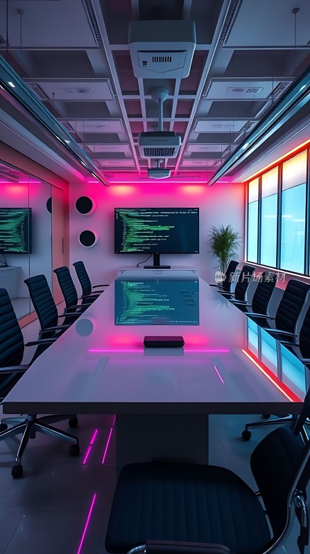 科技感会议室未来主义风格办公空间