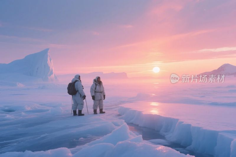 极地雪原上的两人