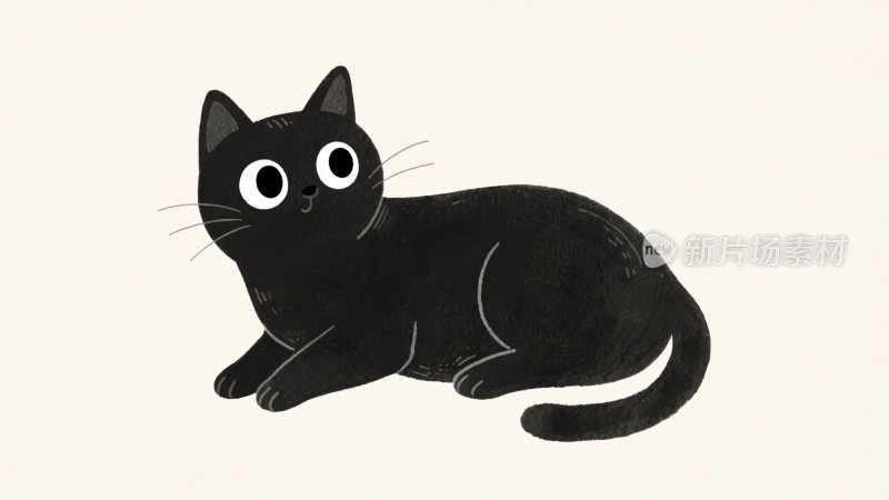 黑色卡通猫插画