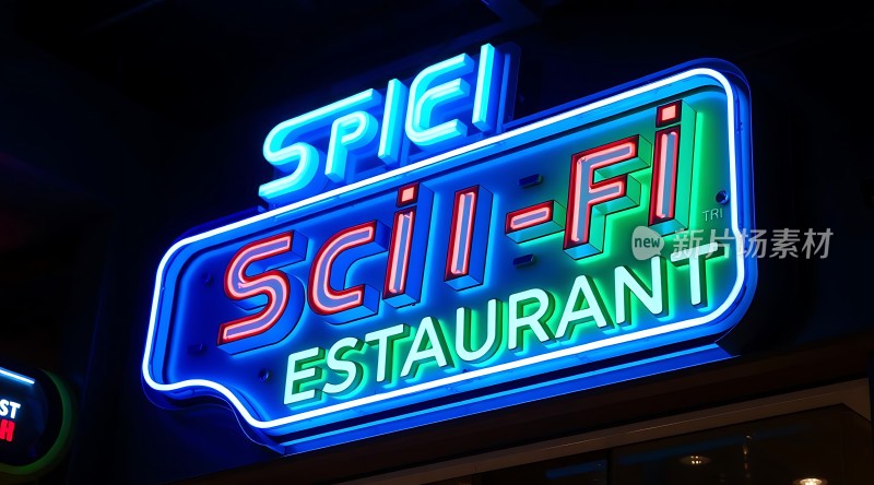 科幻餐厅霓虹灯招牌