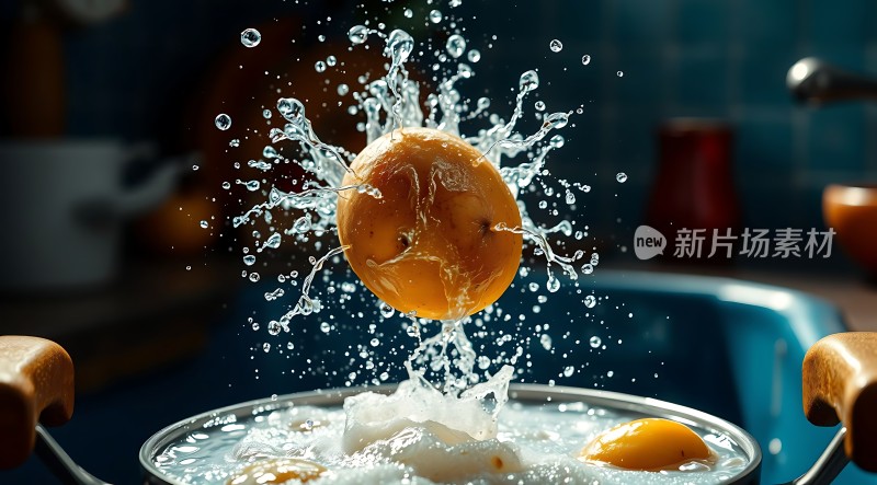 橙子入水溅起水花