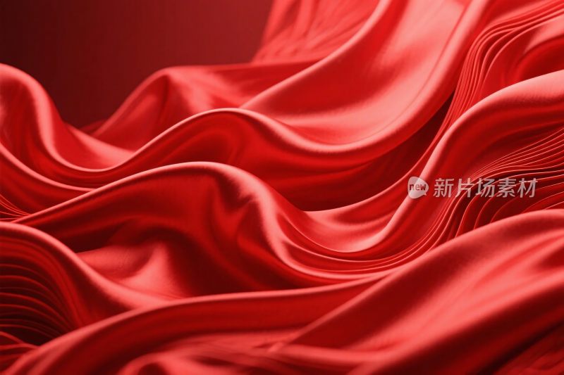 红色丝绸布料特写