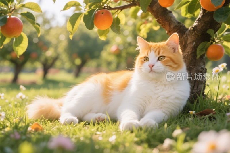 果园树下橘猫休息