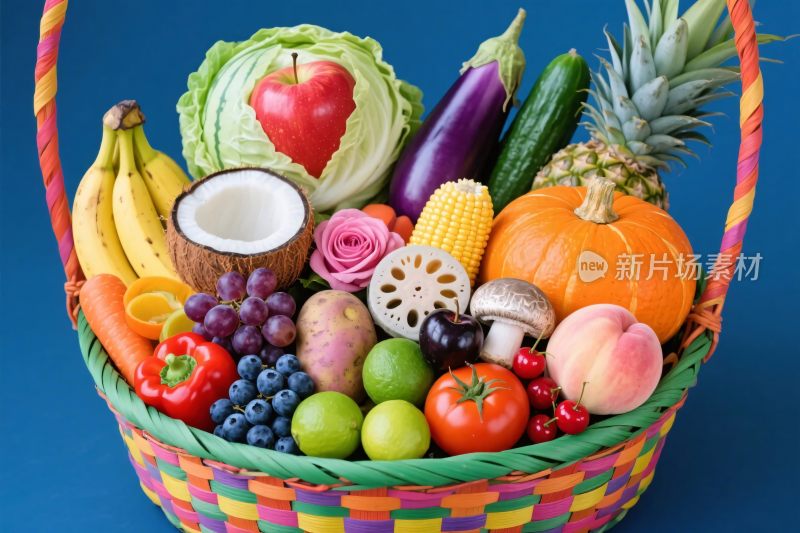 多彩蔬果篮插画