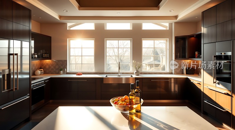 阳光厨房现代简约风格水果酒瓶装饰