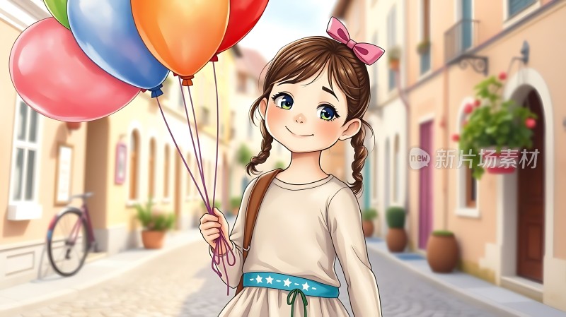彩色气球少女