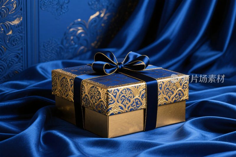 精美礼盒深蓝背景