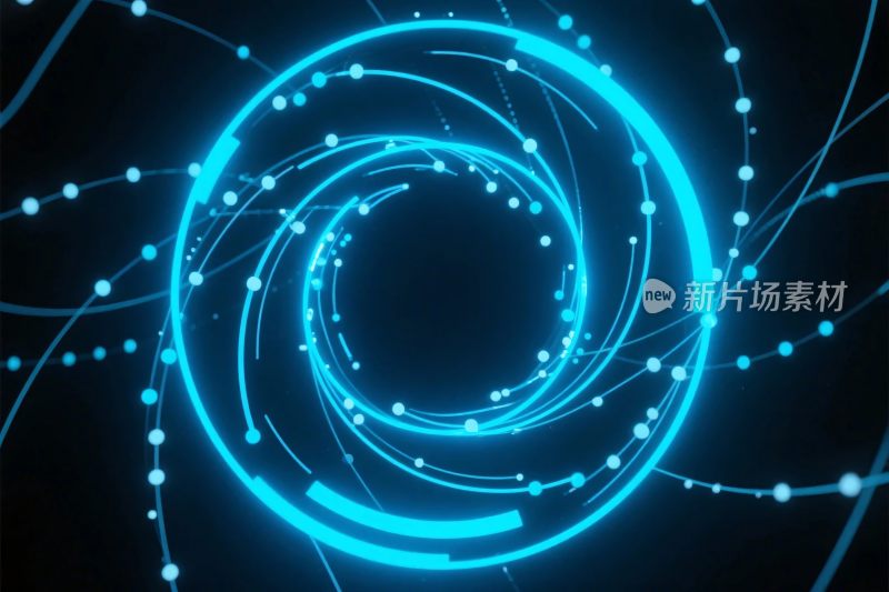 蓝色环形光效插画