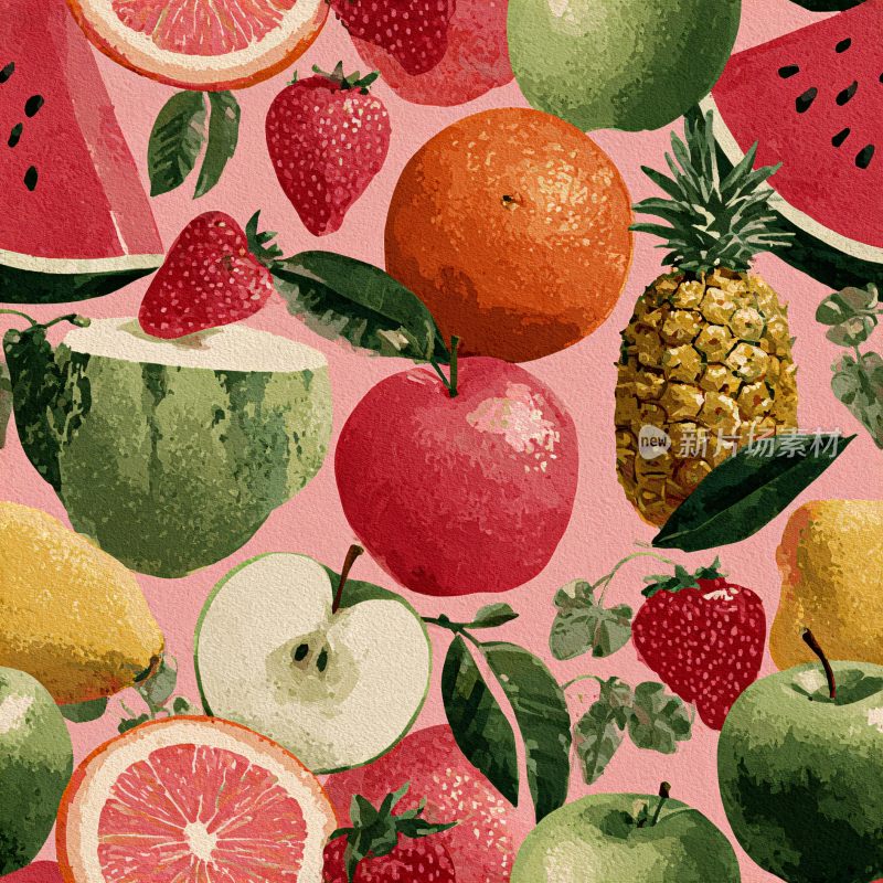 多彩水果插画图案