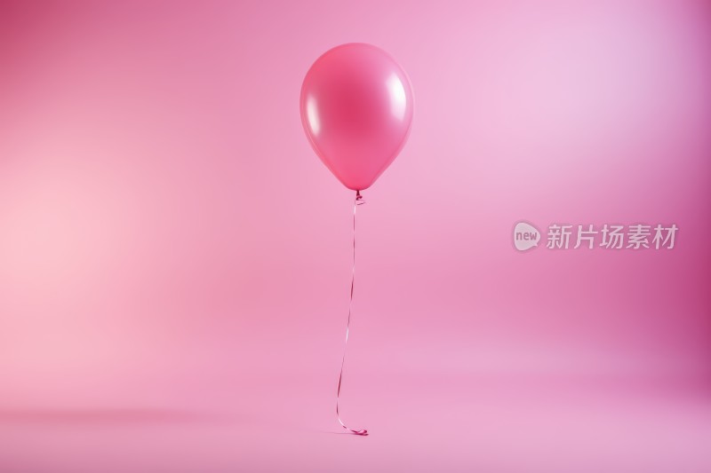 一个粉红色气球特写上面附一根绳子高清图片
