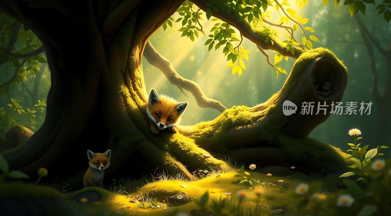 阳光下的森林小狐狸