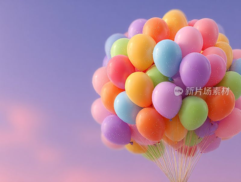 多彩气球飘于梦幻天空