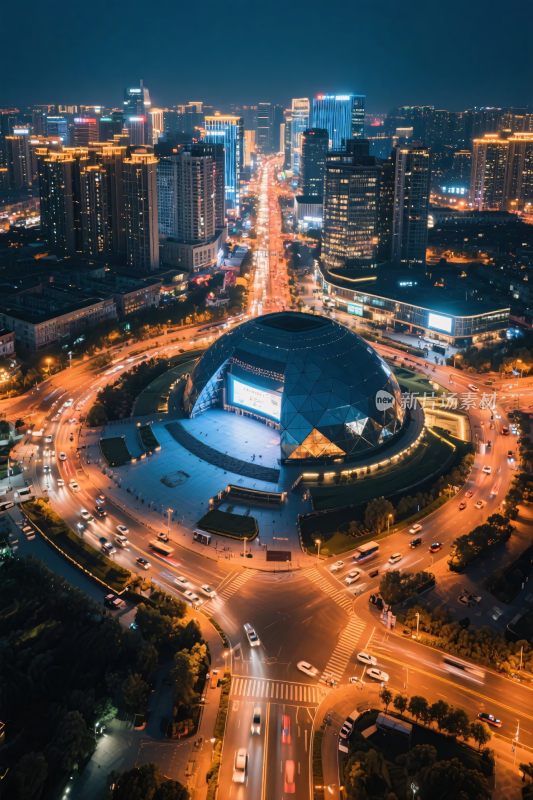 城市夜景鸟瞰图