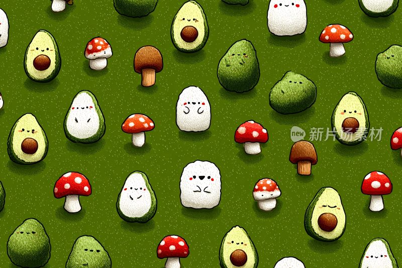 可爱卡通蔬果蘑菇图案