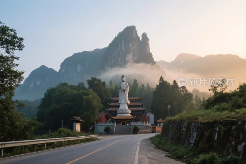 山林佛像寺庙风景