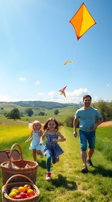 家庭野餐放风筝的快乐时光 家庭野餐放风筝的快乐时光