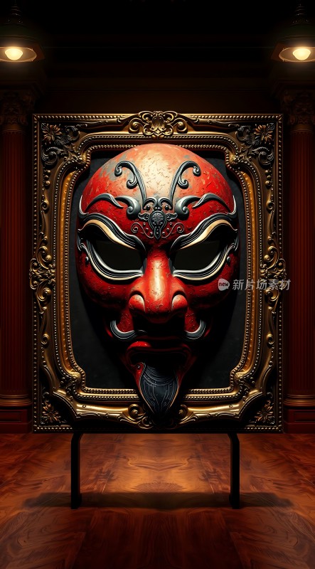 红色面具艺术展示