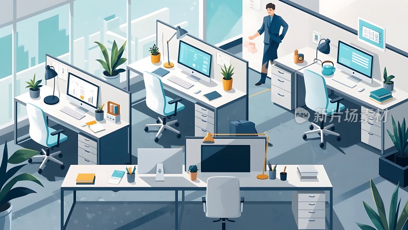 现代办公空间整洁明亮的工作环境