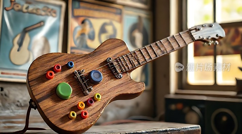 木吉他与彩色装饰品