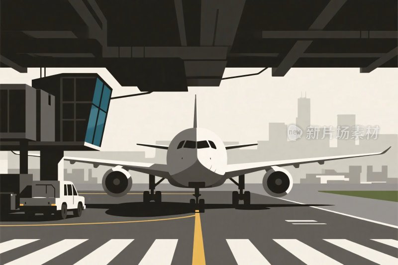 机场插画场景
