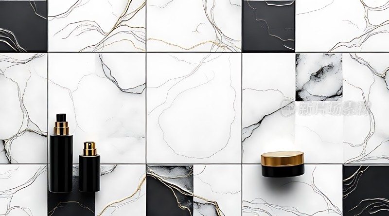 黑金大理石背景化妆品
