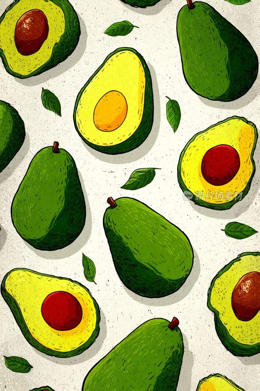 牛油果插画图案