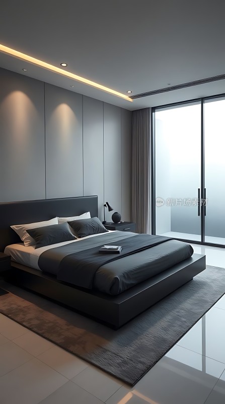 现代简约卧室灰色调温馨宁静