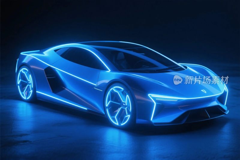 未来感霓虹跑车插画