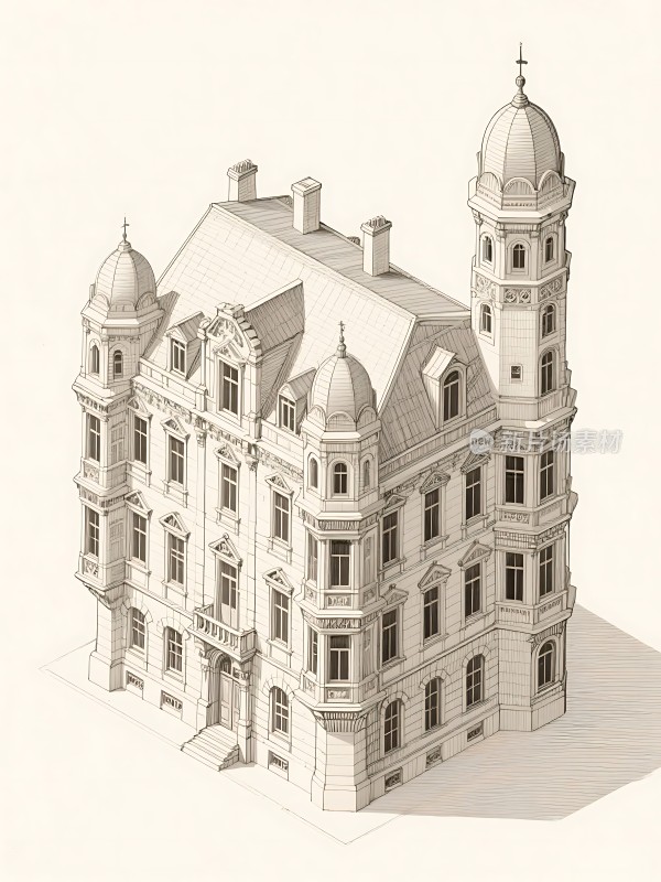 欧式建筑线条勾勒