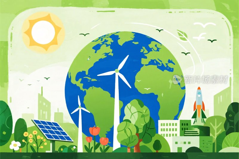 环保主题地球插画