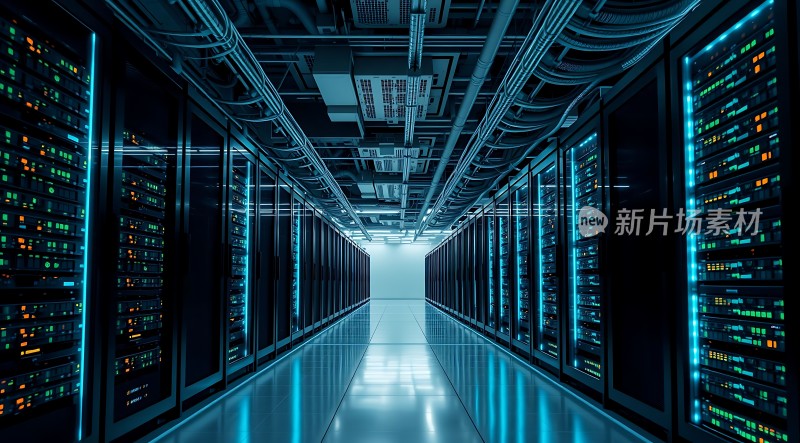 科技感十足的数据中心内部景象