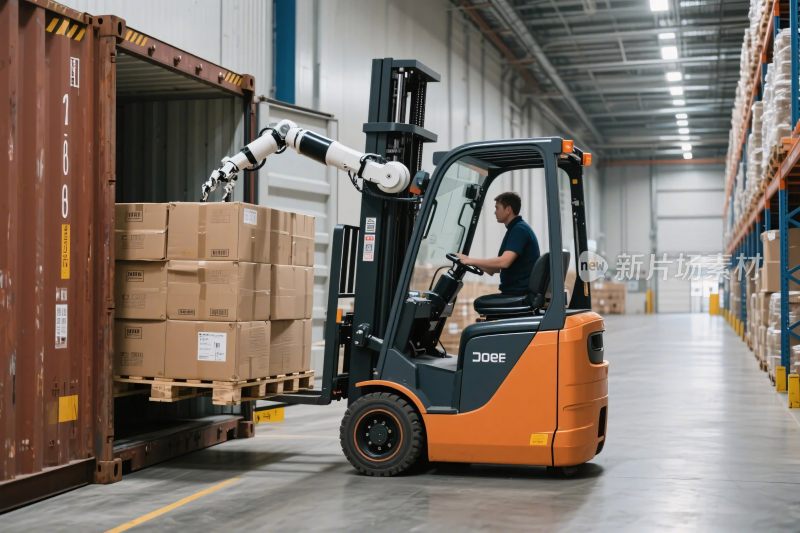 仓库叉车货物装卸