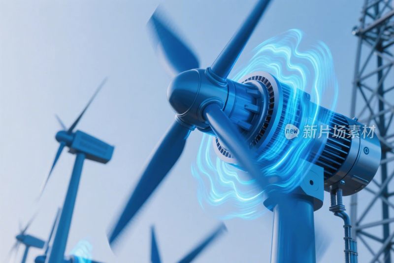 风力发电机科技插画