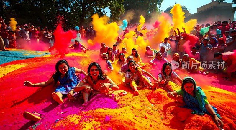 彩色粉末节上的欢乐时光