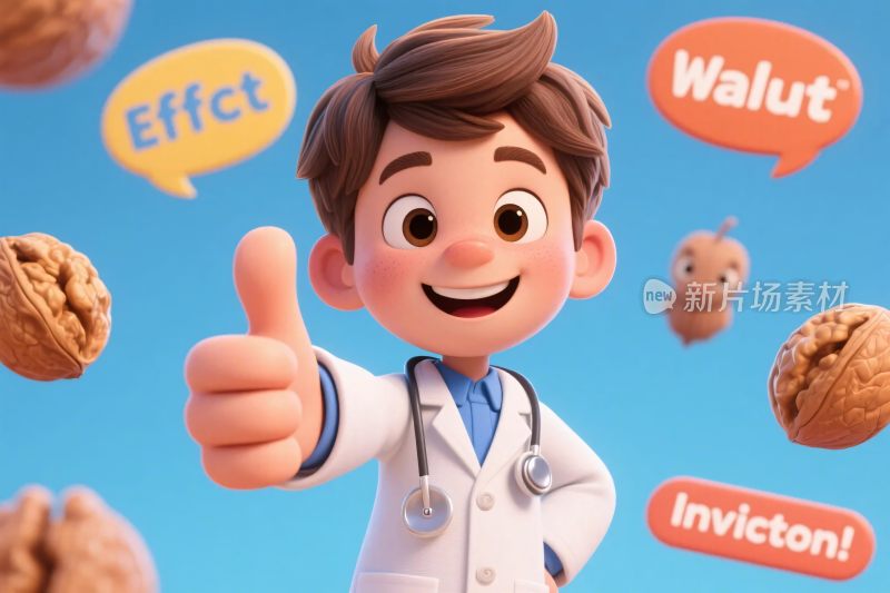 卡通医生与核桃信息图