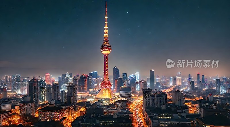 东方明珠与繁华都市夜景
