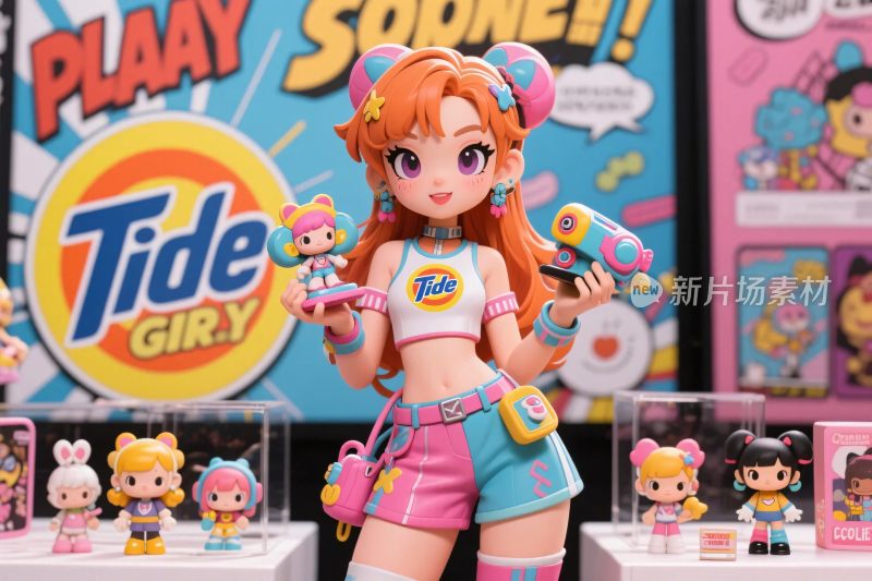 潮汐女孩玩具展览插画
