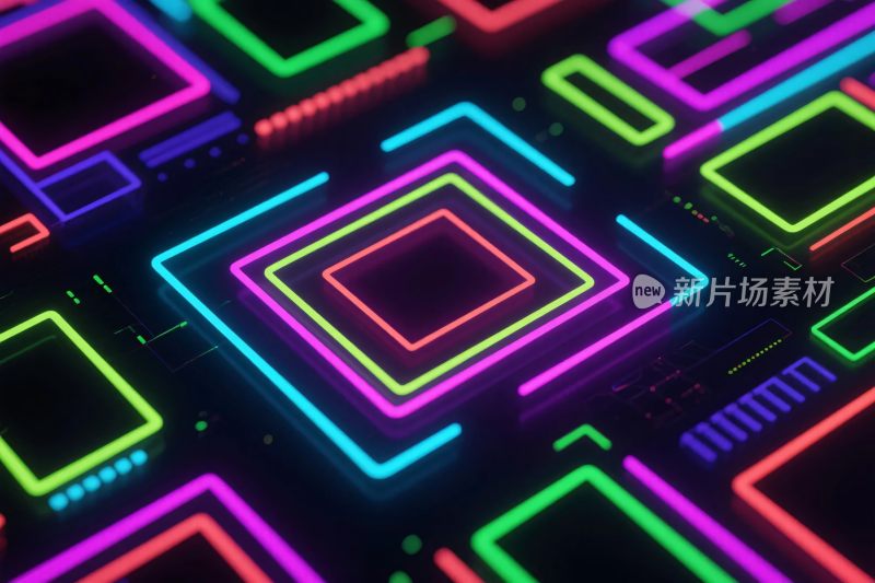 霓虹彩光矩形插画