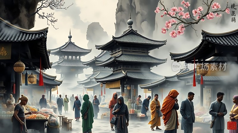 古风集市繁华盛景