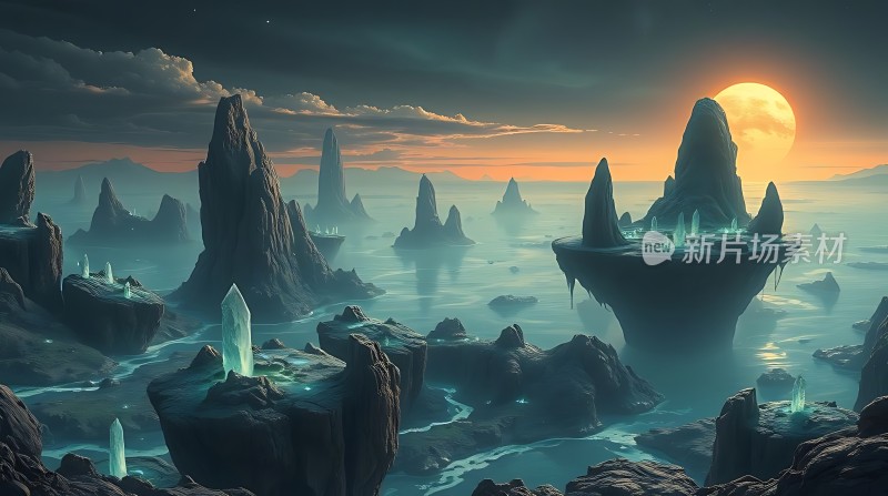 神秘岛屿日落奇景